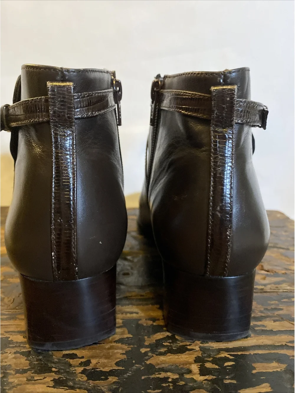 Michelle D Brown Leather Heeled Ankle Boots Size 10M